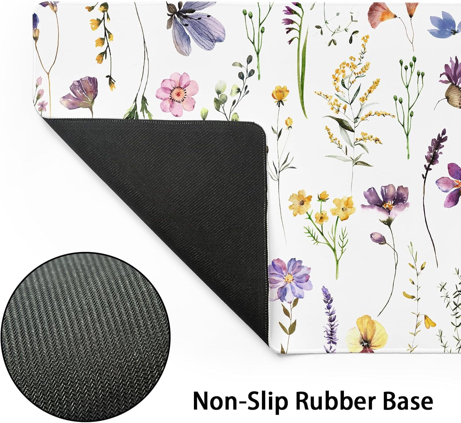 Pretty Flowers Mouse Pad XXL Cute Floral Chic Plant Spring Summer Extended Table Mat 90X40 CM Non-Slip Rubber Base Stitched Edge Large Mousepad for Gaming Laptop Computer Desk Top 35.4×15.7 Inch