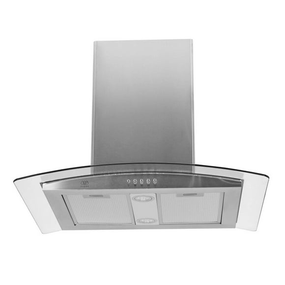Campana Isla 76cm de Cocina Extractora y Purificadora AVERA  CEVD90C Acero Inox y Vidrio Temp Carbón Activado