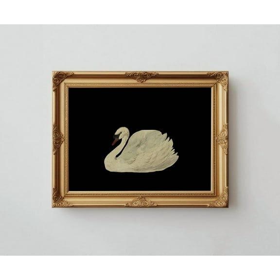 Vintage Swan Print, Neutral Cottagecore Wall Art, Minimalist Decor, Gallery Wall Print, Shipped Artwork Home Decor UNFRAMED Poster, Wall Art for Decor, Present, 8x12