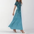 thumbnail image 4 of vigerkar Long Maxi Dresses for Women Boho Floral Dress Short Sleeve V Neck Dresses 2025 Blue, S, 4 of 7