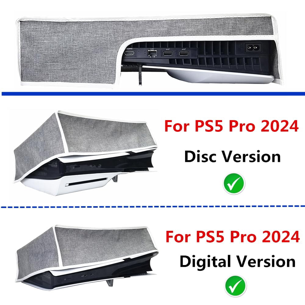 Dust Cover for PS5 Pro Console, Horizontal Dust Cover Anti-Scratch Waterproof Dust Case Sleeve for PlayStation 5 Pro Disc/Digital Edition Accessories (Gray)