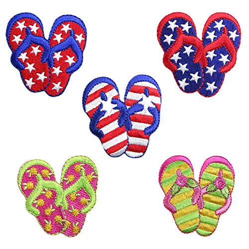 Altotux Flip Flops Sandals Shoes Self Adhesive Iron On Applique Sticker Patch (Floral)