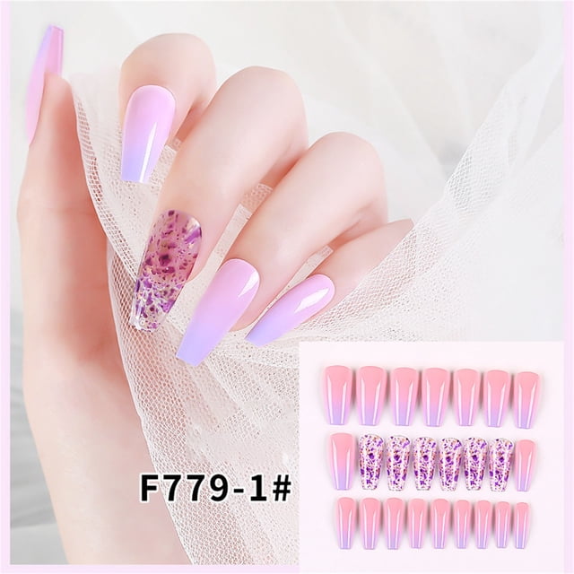 Fiudx Uñas Postizas Fáciles de Usar, Diseño Desmontable con Punta Larga, Pegatinas de Doble Cara de Fácil Aplicación, Diseño de Uñas Reutilizable y Moderno, Uso a Corto Plazo, Ideal para Amantes de L