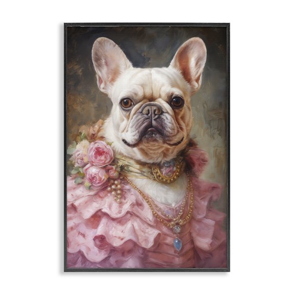 Stupell Industries Cottage Fancy French Bulldog Portrait Black Framed Giclee Art, 12 x 18, by Wumples