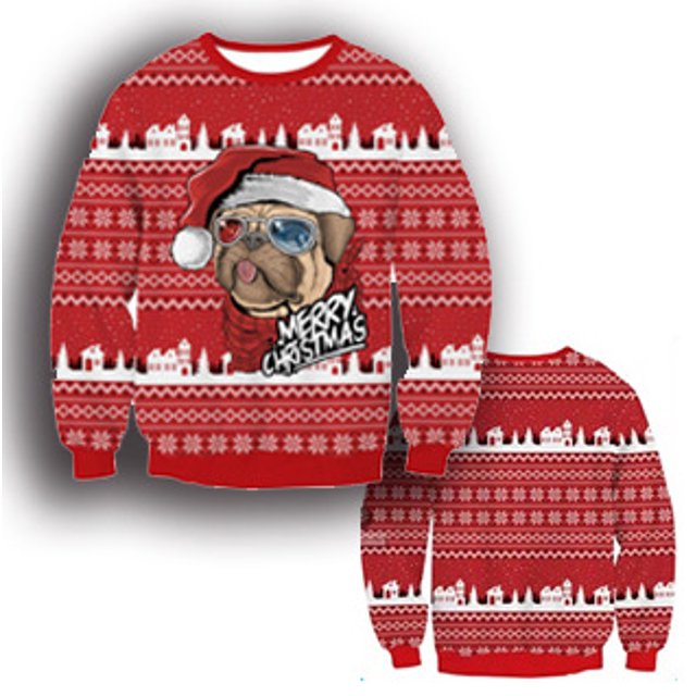 sweatshirt Col Rond Impression 3D Décontracté Automne et Hiver Mode Vente Noël Ample Automne et Hiver-2