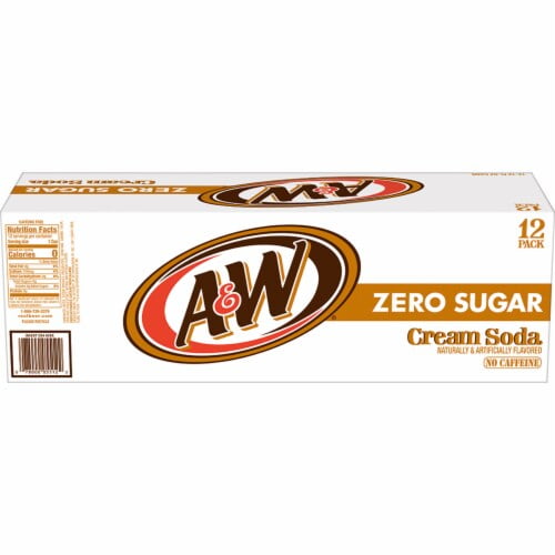 A&W Cream Zero Sugar Soda Cans 12 pk / 12 fl oz - Pack of 2