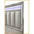 thumbnail image 5 of Queen Size Solid Wood Panel Bed with Tufted Headboard & Integrated LED Lighting Soft Gray for Master Bedroom, 5 of 5