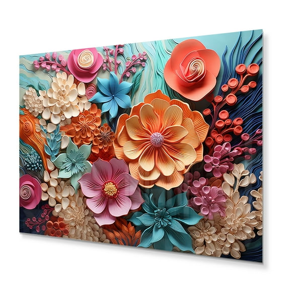 Designart "Coral Colorful composition I" Modern Metal Wall Art