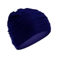 thumbnail image 4 of Gorro de Baño Gorro de Baño Elástico, Nailon, Gorro de Buceo a La Moda, Gorro de Baño, Gorro de Baño para Pelo Largo Y Corto, Playa de Verano, Adultos Azul oscuro, 4 of 8