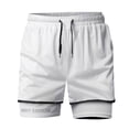 thumbnail image 3 of Men's Sports Quick Dry Shorts, Athletic Shorts, Sweat Shorts, Elastic Waist Breathable Stretchy, Gym Workout Running Vacation, Summer Outdoor | AESTIVO,White 3XL, 3 of 6