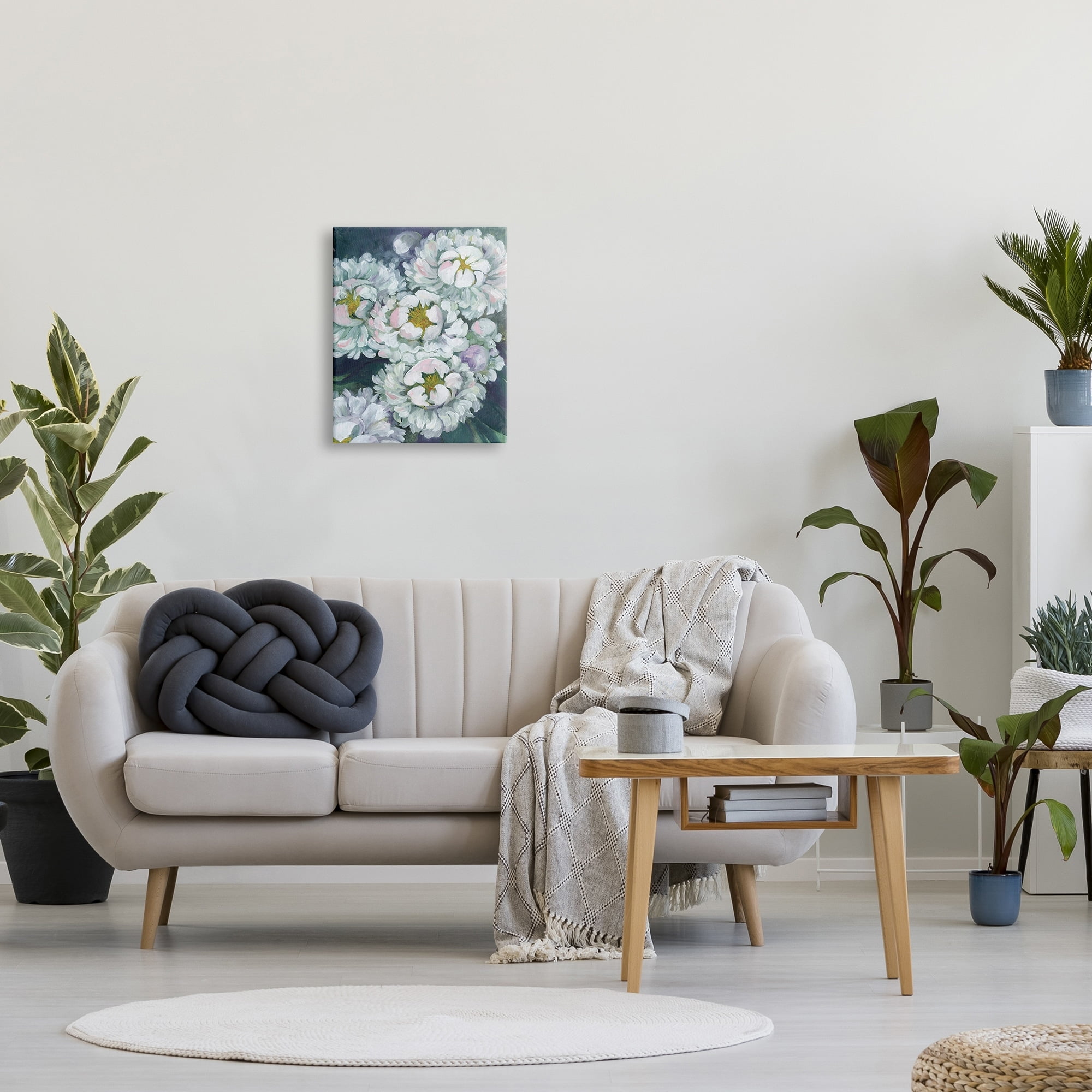 Stupell Fluffy White Flower Petals Nature Botanical & Floral Painting Gallery Wrapped Canvas Print Wall Art