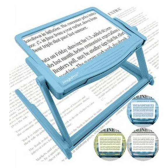MAGNIPROS 5X Large LED Full Page Magnifying Glass with Collapsible Hands-Free Stand & 3 Color Modes to Reduce Eye Strain, Ideal for Reading Small Prints, Crafting, Low Vision & Seniors