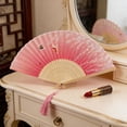 thumbnail image 3 of Paper Fan Decorations Classical Antique Style Folding Fan with Tassel for Stage Props and Wedding, 3 of 7