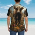thumbnail image 4 of Honeii Grassland Sunflower Cow Print Men’s Hawaiian Shirt,Classic Button-Down Short Sleeve Shirt, for Beach, Vacation, and Outdoor Activities,X-Large, 4 of 7