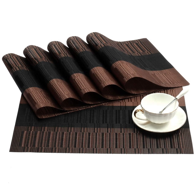 Mantel individual SHACOS Ombre Coffee Black, paquete de 6 unidades, PVC, 30 x 44 cm