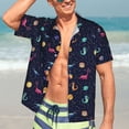 thumbnail image 5 of Lsque Space Dinosaur pattern Hawaiian Shirt for Men, Unisex Summer Beach Casual Short Sleeve Button Down Shirts-Small, 5 of 9