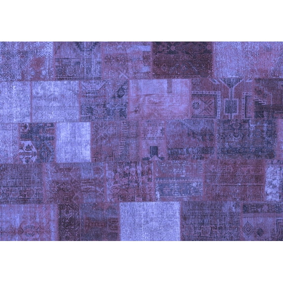 Ahgly Company Indoor Rectangle Patchwork Blue Transitional Area Rugs, 2' x 5'