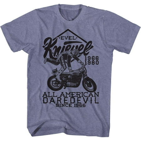 Hardwood Classics Vintage Tee - Evel Knievel Evel Jump Good T-Shirt American Classics Vintage Blue Heather Adult Unisex 50% cotton/50% polyester