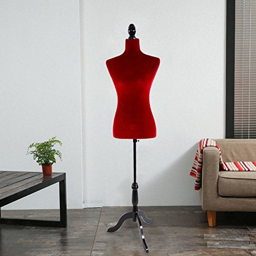 New Female Mannequin Torso Dress Form Display w/ Adjustable Tripod Stand Red US 
