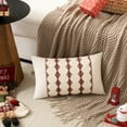 thumbnail image 3 of Fancy Homi 2 Pcs Boho Christmas Burgundy Decorative Throw Pillow Covers 12x20 Inch for Living Room Couch Bed Sofa, Modern Farmhouse Holiday Home Decor, Soft Cotton Line Wine Red Lumbar Cushion Case, 3 of 6