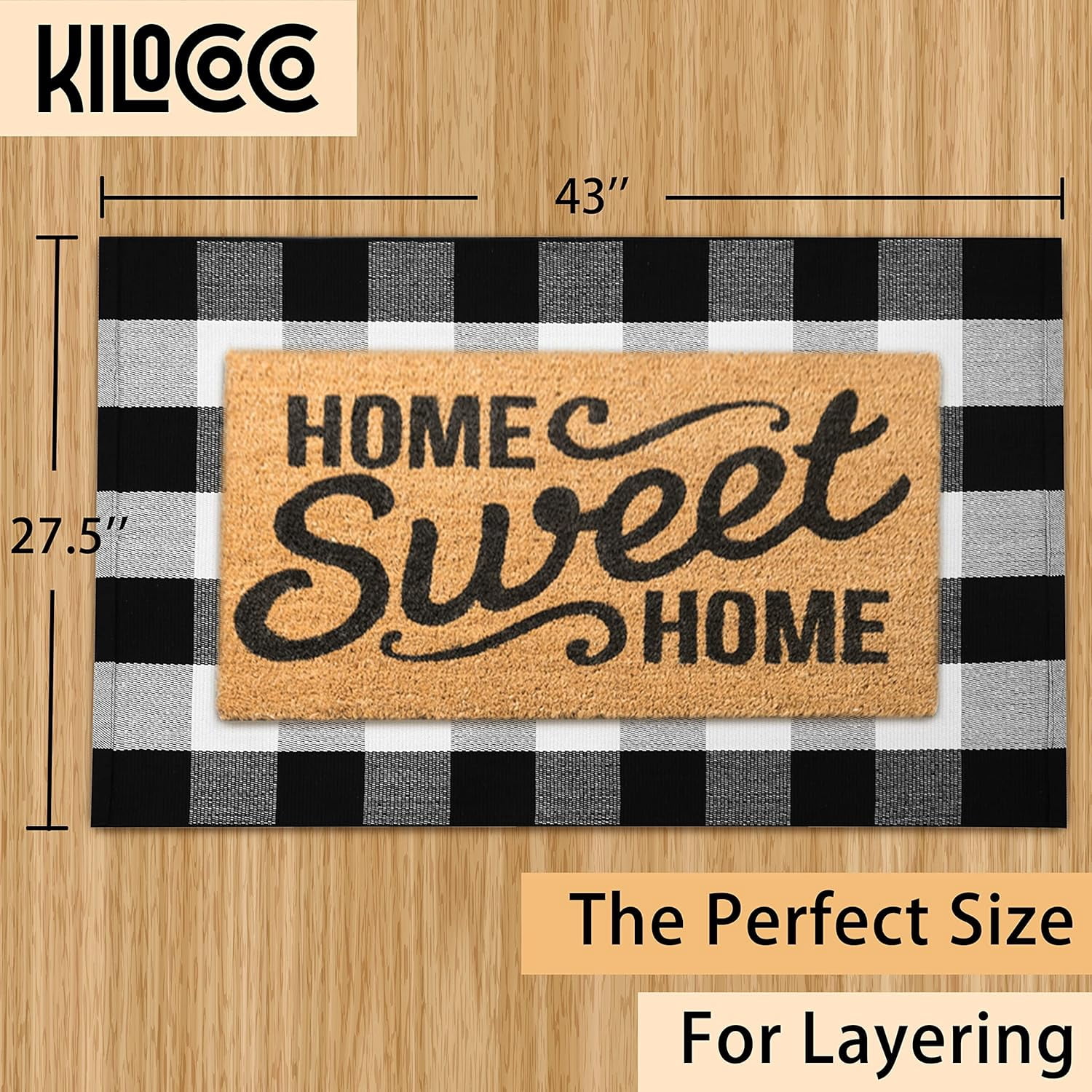Buffalo Plaid Rug 2''x3'' Orange Outdoor Rug for Halloween/Thanksgiving Washable Fall Doormat Buffalo Check Rug Layered Front Door Mat for Porch/Farmhouse/Entryway/Patio Fall Decor