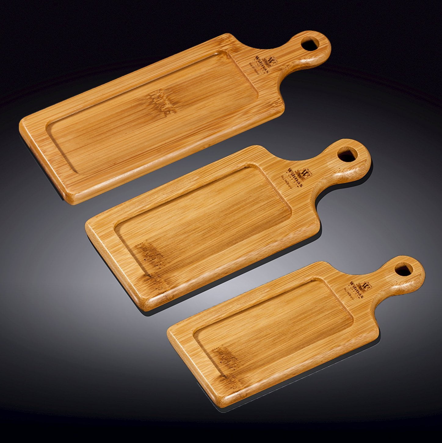 Wilmax Food Serving Small Bamboo Trays Set, Wooden Steak Barbecue Platters, Wood Dinner... by Wilmax