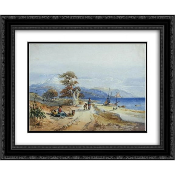 William Leighton Leitch 2x Matted 24x20 Black Ornate Framed Art Print 'Mediterranean Scene'