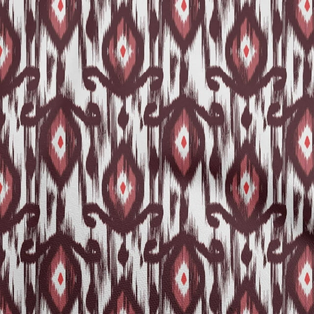 oneOone Polyester Spandex Maroon Fabric Ikat Craft Projects Decor Fabric Printed By The Yard 56 Inch Wide