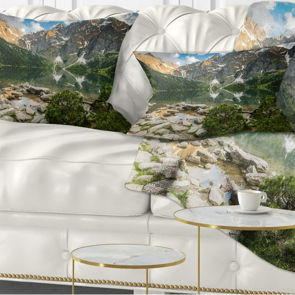 Designart Sunset Over High Mountains - Landscape Printed Throw Pillow - 12x20