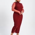 thumbnail image 5 of IROINNID Sheath Dress For Women Strapless Long Sleeve Sexy Slim-fit Bag Hip Plus Size Dress Round Neckline Solid Color Dress, 5 of 9