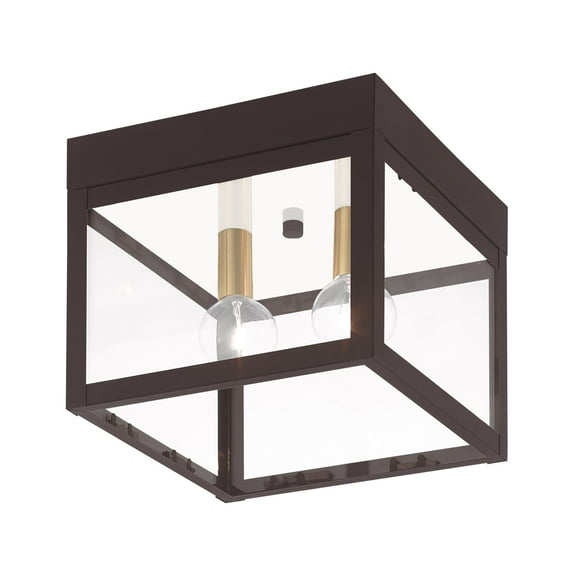 Livex Lighting Nyack 2 Light Outdoor Ceiling Mount in Bronze
