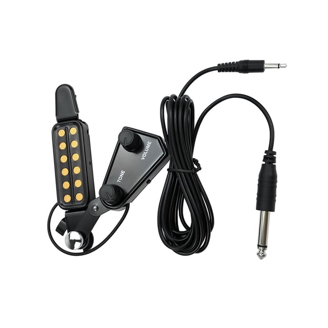 Pastilla de guitarra de 12 orificios, accesorios, control de volumen, amplificación de sonido para guitarra acústica
