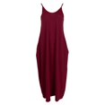 thumbnail image 2 of vestido maxi largo de las mujeres Vestido sin mangas del tanque de la playa de las mujeres sin mangas del cuello maxi con los bolsillos vino rojo xl Vino rojo XL Magideal vestido maxi largo de las mujeres, 2 of 7