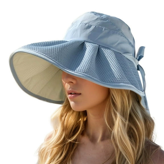 HJYCHN UPF 50  Sun Hat with Wide Brim for Women Men Summer Outdoor Travel Foldable Lightweight Beach Sun Blue One Size