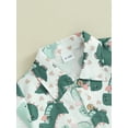 thumbnail image 5 of vera natura Toddler Boys Summer Outfits Dinosaur Print Buttons Short Sleeve Shirts Tops and Elastic Waist Shorts 2Pcs Gentleman Clothes Set, 5 of 9
