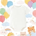 thumbnail image 3 of Agkizg Baby Solid Color Contrast Binding Short Sleeve Bodysuit, Crew Neck Soft Cotton Basic Onesie, Unisex Newborn Infant Summer Play Undershirt, 3 of 6