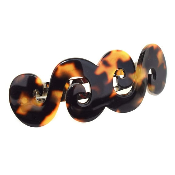 French Amie Swirls Tokyo Celluloid Handmade Hair Clip Barrette with Silver Clasp