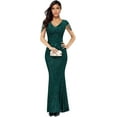 thumbnail image 6 of Women's V Neck Sequin Formal Evening Dress Tassel Bead Sleeve Mermaid Long Gown 1920S Party Maxi Military Dress, 6 of 6