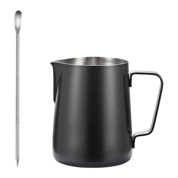 Taza de café expreso, latte, herramienta de barista, jarra para espumar leche, jarra para capuchino Negro