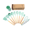 thumbnail image 3 of Utensilios de cocina de silicona, 12 piezas, sartén antiadherente, utensilios de cocina, espátula con mango de madera, cuchara para sopa, raspador, traje, 3 of 6