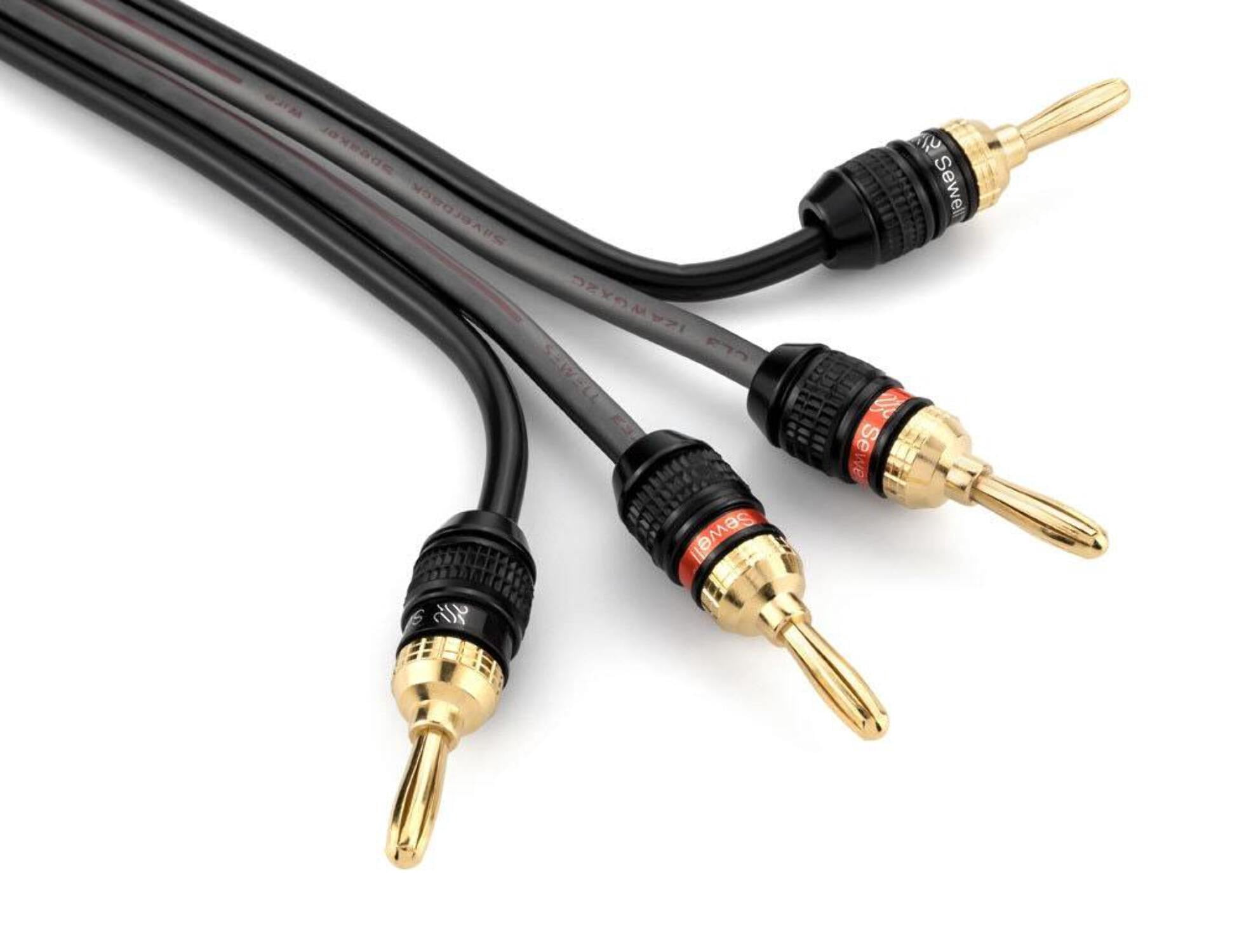 Sewell Deadbolt Speaker Wire with Banana Plugs, 12 AWG