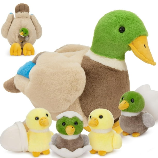 Juego de 6 juguetes familiares de patos de peluche MaoGolan con huevos