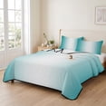 thumbnail image 2 of Twin XL Quilt Set 68''x98'', Teal Ombre Lightweight Bedspread Coverlet Set with 2 Pillow Shams, Turquoise White Gradient Modern Abstract Art Breathable All Season Quilt Bedding for Dorm/Guest Room, 2 of 9