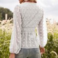 thumbnail image 4 of Blusa de manga larga con lazo y cordón con pompón y cuello en V para mujer Fridja  hj3630, 4 of 7