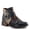 NAVY MULTI, variant on Spring Step L'Artiste Women’s Hand-Painted Leather Ankle Boots — Bold Buckle Strap with Side Zipper Closure — Cushioned Faux Fur Insole, 2" Block Heel