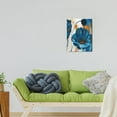 thumbnail image 2 of Artistic Navy Blue Floral Canvas Print Vintage Gray Abstract Flower Painting for Elegant Bathroom & Bedroom Wall Decor, High-Quality Art Piece, 12X16 inches, 2 of 7