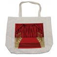 thumbnail image 1 of Theatre Shopping Bag, Red Carpet and Shower Stage Concert Play Curtains Digital Illustration Gala, Eco-Friendly Reusable Bag for Groceries Beach and More, 15.5" X 14.5", Cream, by Ambesonne, 1 of 2
