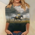 thumbnail image 5 of Womens Horse Racing T-Shirts Plus Size Vintage Retro Graphic Tees Loose Fit Funny Pullover Tops, 3XL, 5 of 5