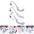 thumbnail image 4 of 3pcs Curved Handle Spoons and Fork Set Serving Spoons Stainless Steel Silverware, 4 of 8