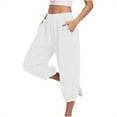 thumbnail image 6 of vigerkar Capri Pants for Women Casual Capris Summer Loose High Waist Wide Leg Yoga Pant with Pocket Lounge Wear (White, M), 6 of 9